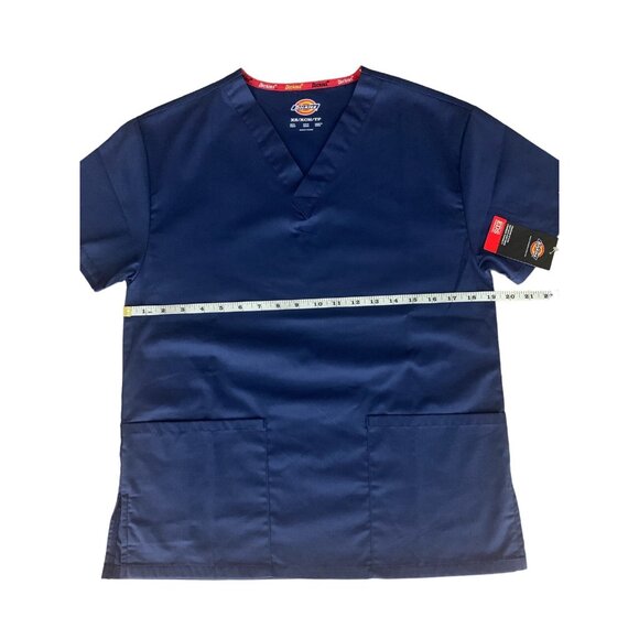 Dickies Womens Top Medical Nursing Blue Scrub V-Neck Short Sleeve Pocket Size XS - Picture 4 of 10